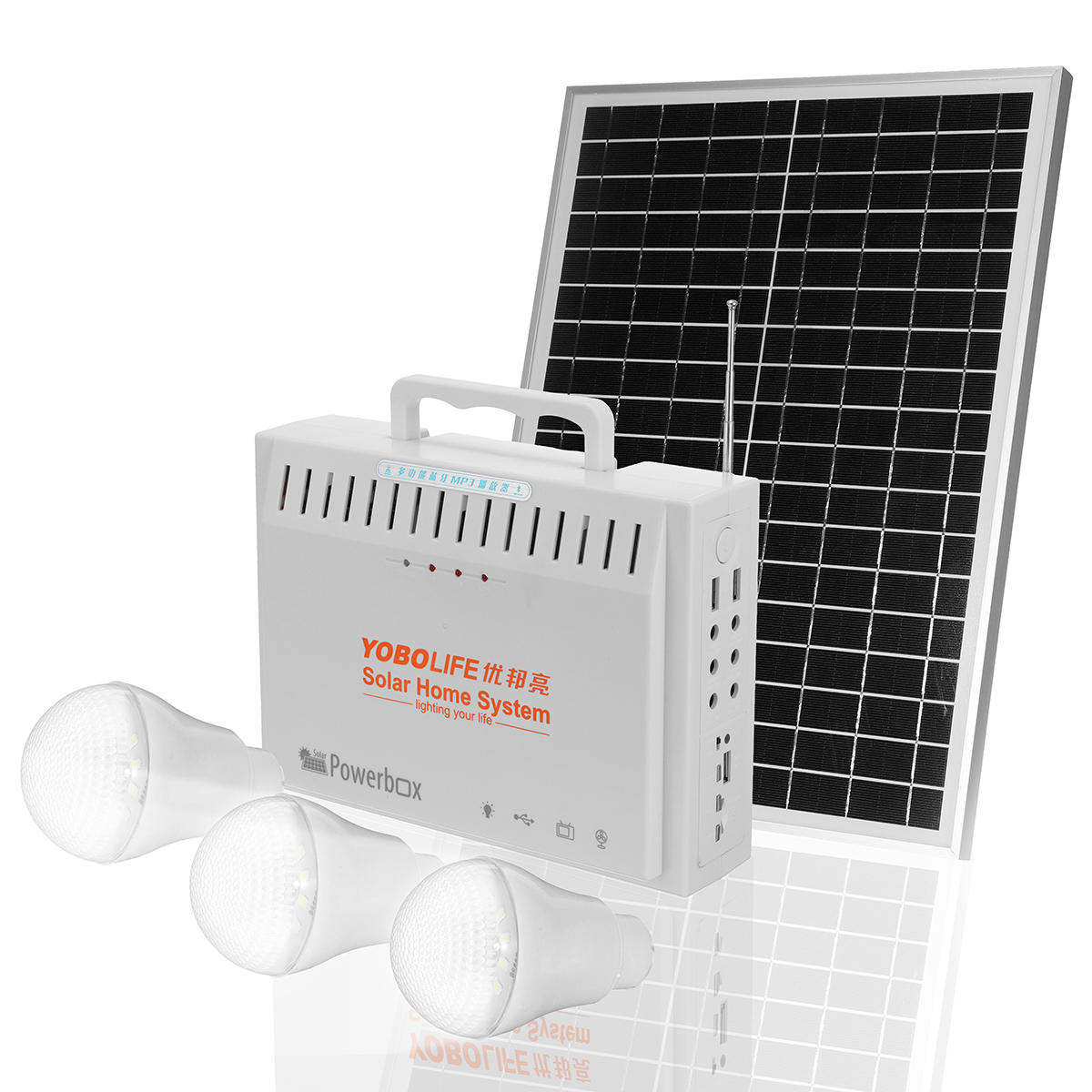 20W 18V Solar Panel RV Boat Power Storage Generator with 3 LED Light USB Charger System