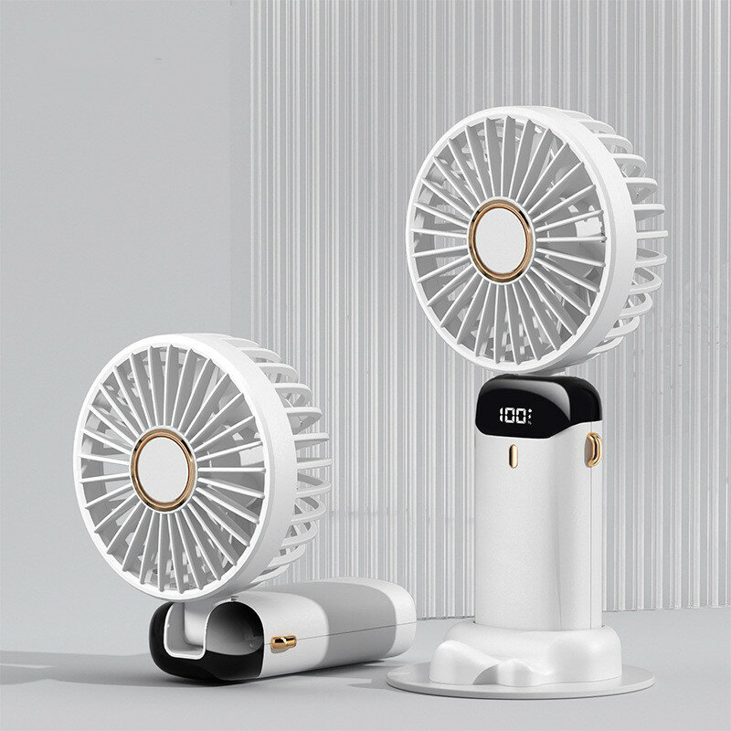 Ventilador de mão portátil para escritório multifuncional dobrável de duas cabeças Mini ventilador elétrico de 3000 mAh