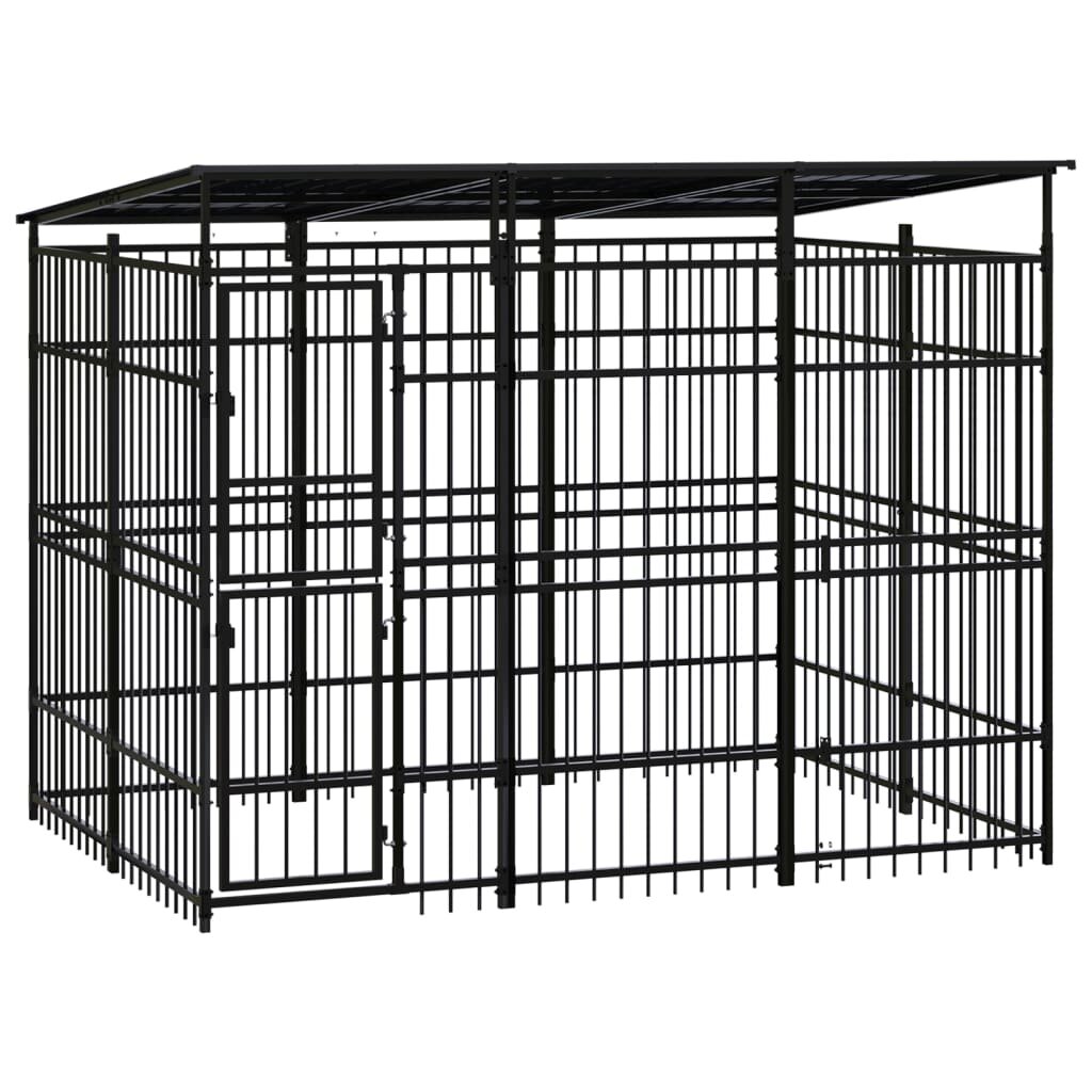

Outdoor Dog Kennel with Roof Steel 59.5 ft²