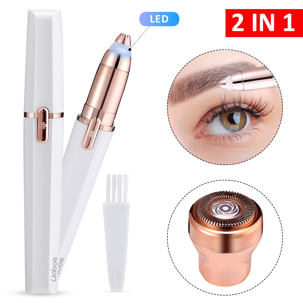 Hapord Eyebrow Hair Remover Hassle-free Portable Eyebrow Hair Removal Razor with Light Battery Included