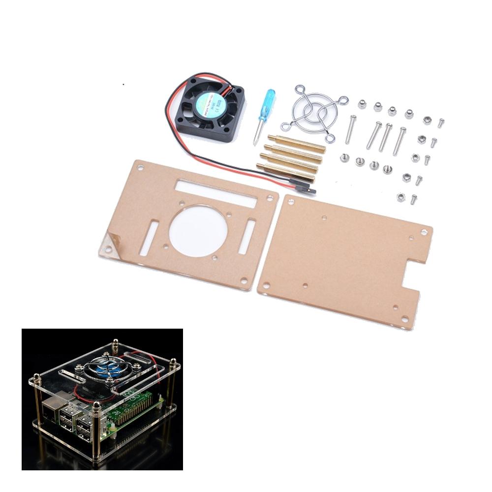 Brand New Transparent Plexi Case with cooling Fan For Raspberry Pi