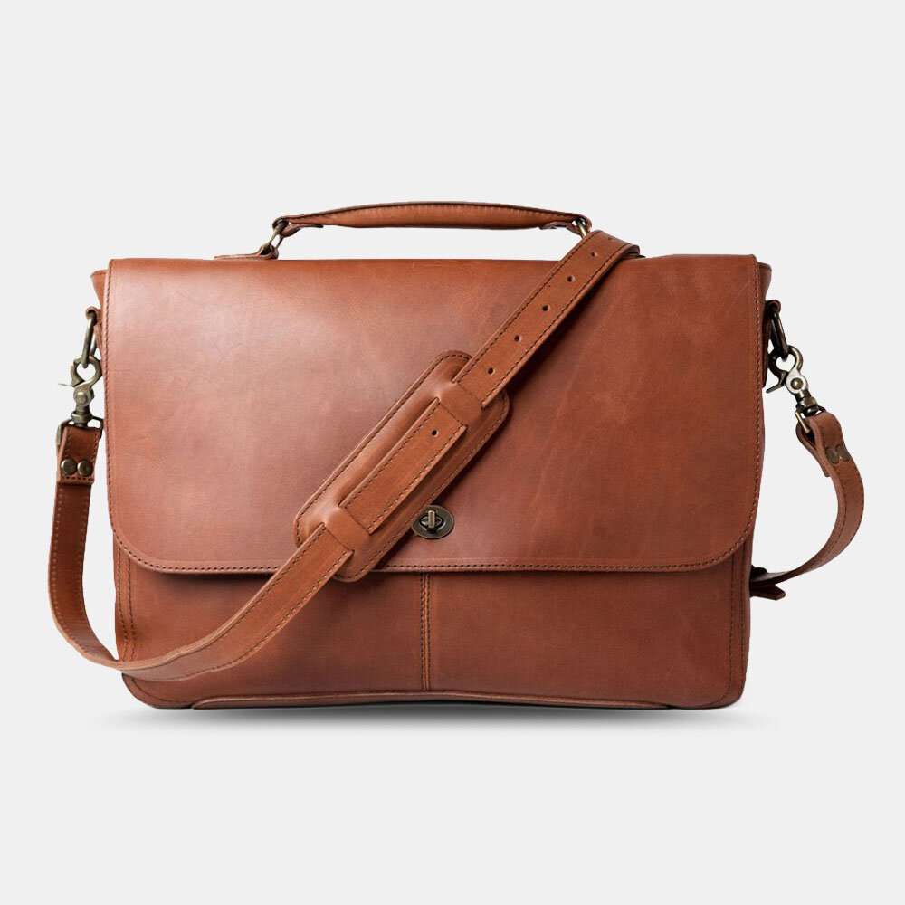 

Men PU Leather Multifunction Vintage 15.6 Inch Laptop Anti-theft Briefcase Messenger Bag Crossbody Bag