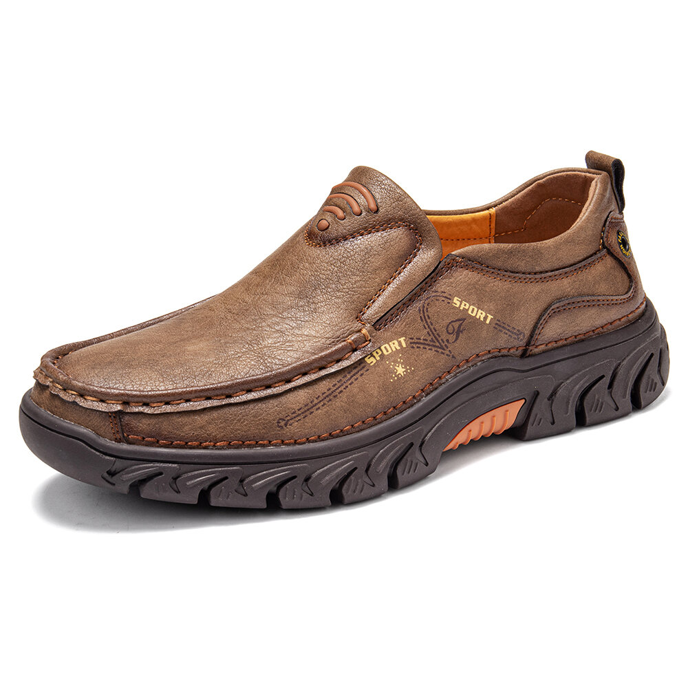 Men Non Slip Outdoor Business Casual Slip On Leather Shoes