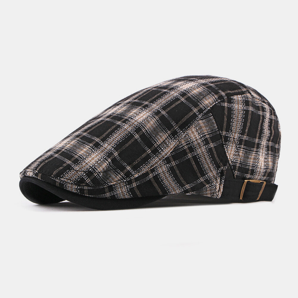 Unisex Cotton Plaids Pattern Casual Young Fashion Sunvisor Forward Hat Beret Hat