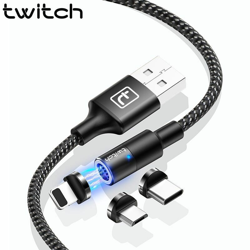 Twitch Magnetische Datakabel 3A USB Type-C Micro USB Snelle Oplaadlijn Voor Huawei P40 Pro Mate 30+ 