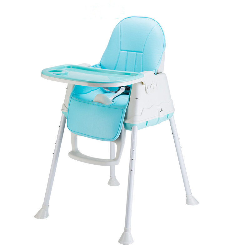Portable Folding Children Kids Highchair Adjustable Bady Toddler Chair Safe Eating Dining Feeding Seat With Wheel Cushion