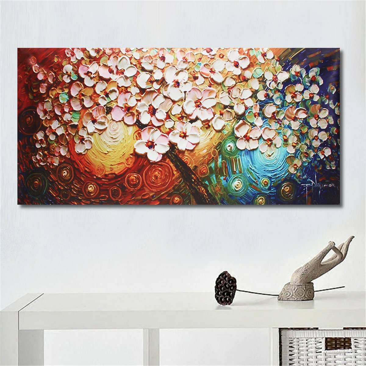 Hand-Painted Flower Tree Canvas Abstract Paintings Art Wall Poster Decor Unframed