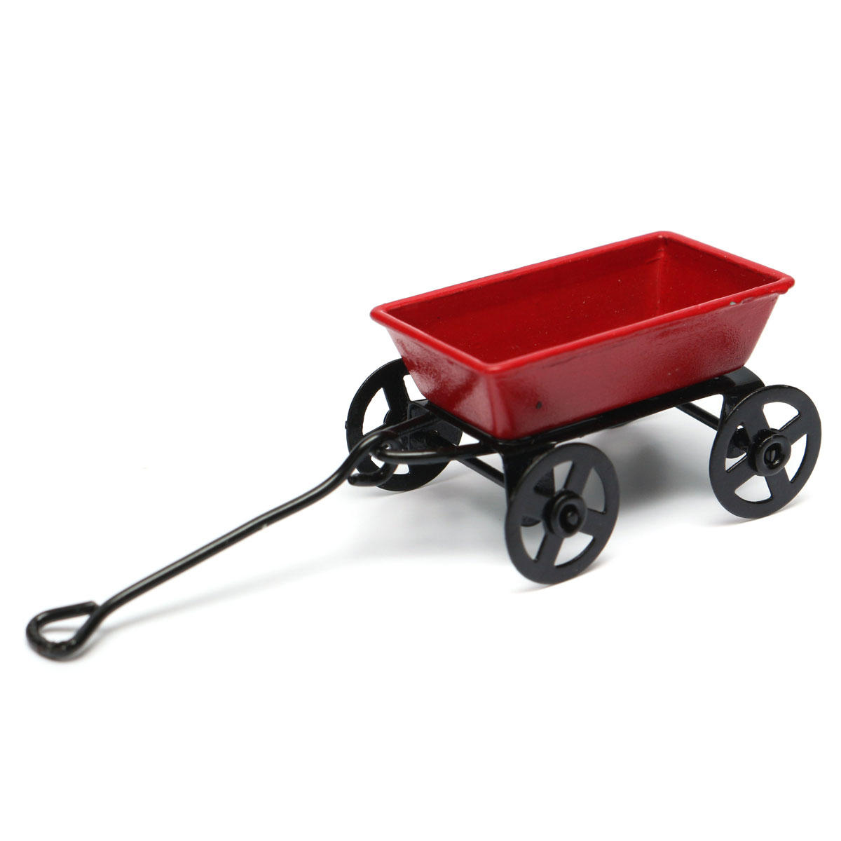 Dollhouse Metaal Miniatuur Speelgoed Rood Kleine Dragende Cart Tuinmeubelen Toebehoren