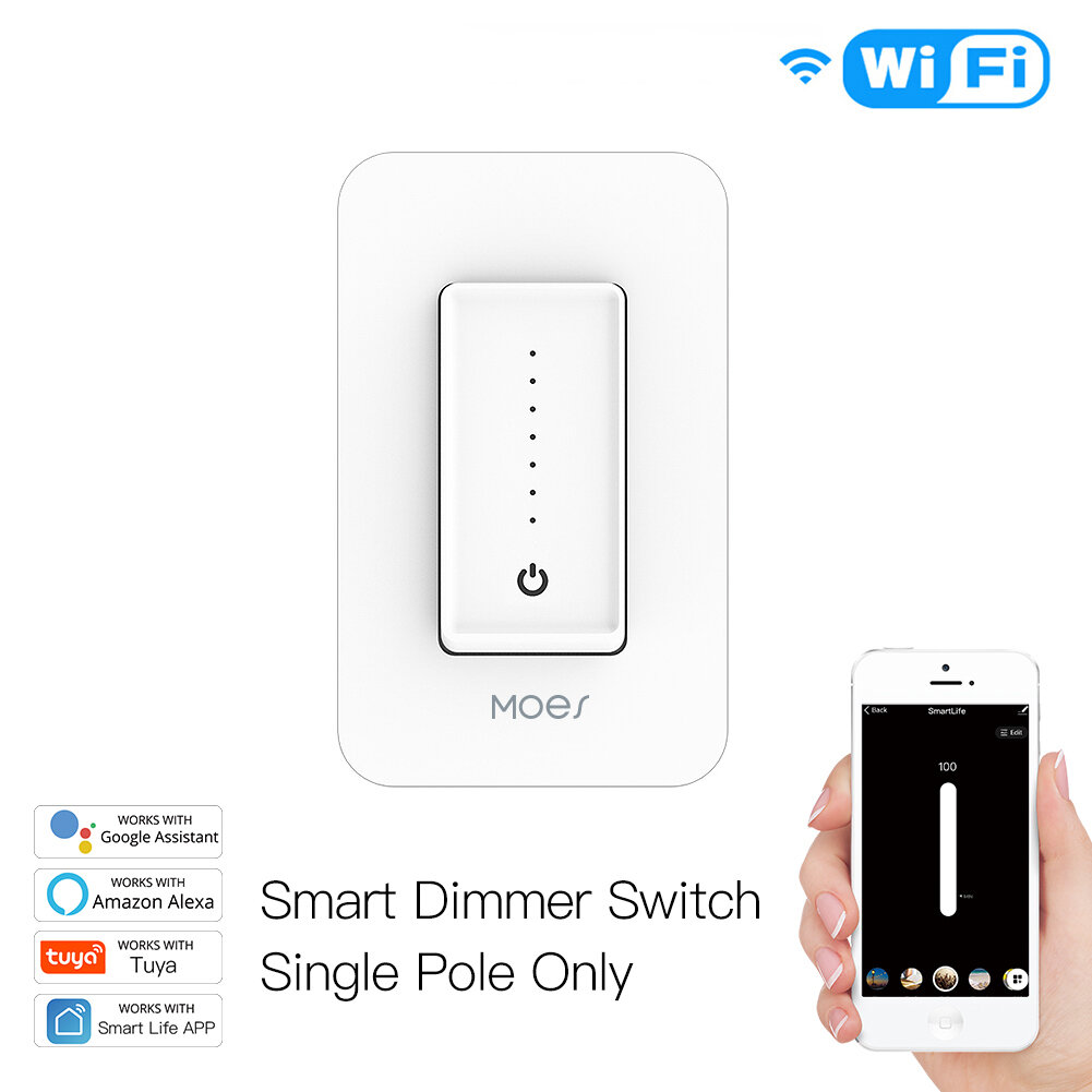 Moeshouse US WiFi Smart Light Dimmer Switch Smart Life/Tuya APP Compatible with Alexa Google Home fo