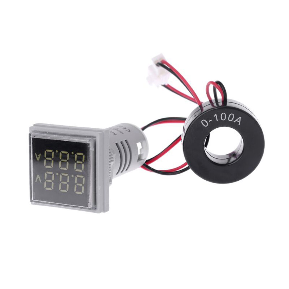

3pcs White Light AC 60-500V 0-100A D18 Square LED Digital Dual Display Voltmeter Ammeter Voltage Gauge Current Meter