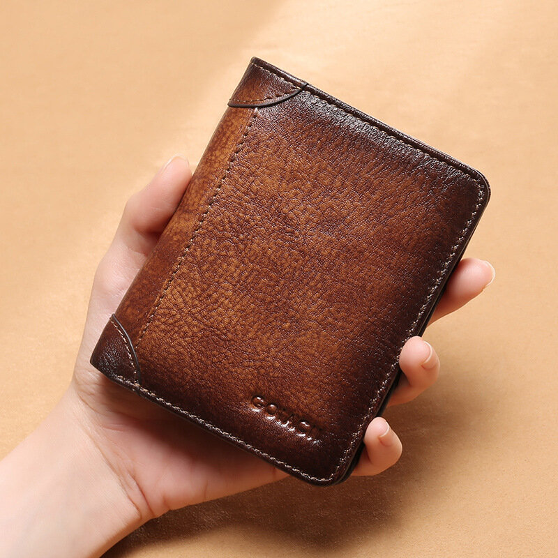 Halfbye RFID Mens Wallet Deluxe Capacity Divided Bill Sections Choice of Coin Bifold Multi Card Holder Purse Card Case