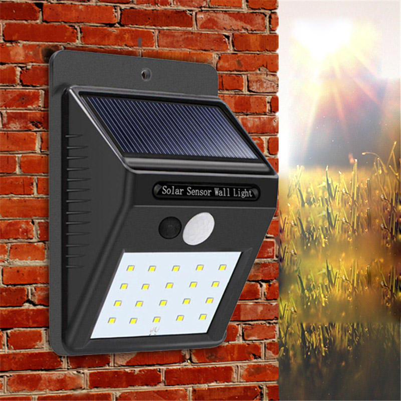 20 LED Solar Powered PIR Motion Sensor Light Outdoor Garden Security Wall Lights 