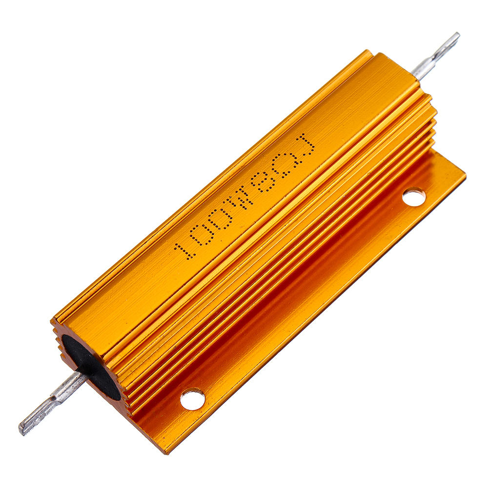 5pcs RX24 100W 8R 8RJ Metal Aluminum Case High Power Resistor Golden Metal Shell Case Heatsink Resistance Resistor