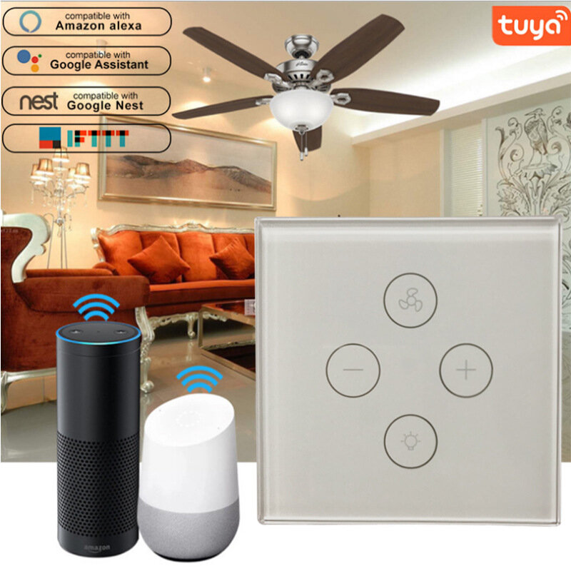 WF-FI012AC110-240V Tuya Smart Touch Fan Light Switch Works with Amazon Alexa Google Home