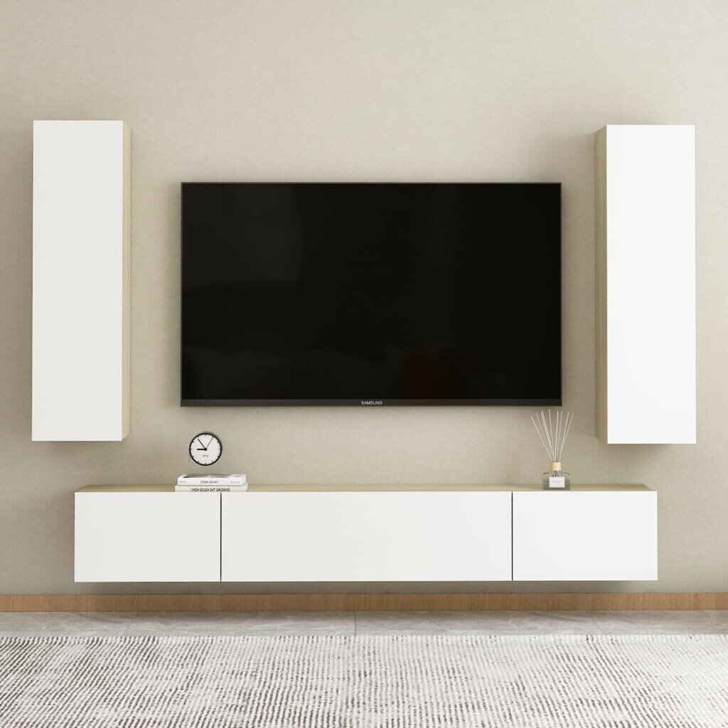

TV Cabinets 2 pcs White and Sonoma Oak 12"x11.8"x43.3" Chipboard