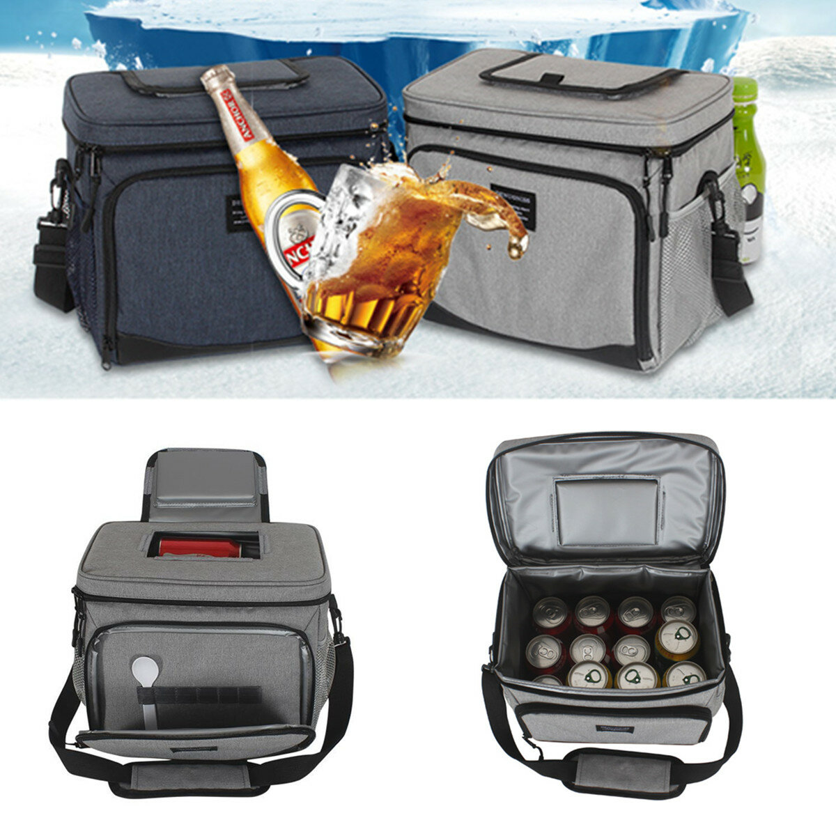15L szabadtéri piknik hőszigetelt hűtőtáska ebéd étel doboz konténer tároló táska