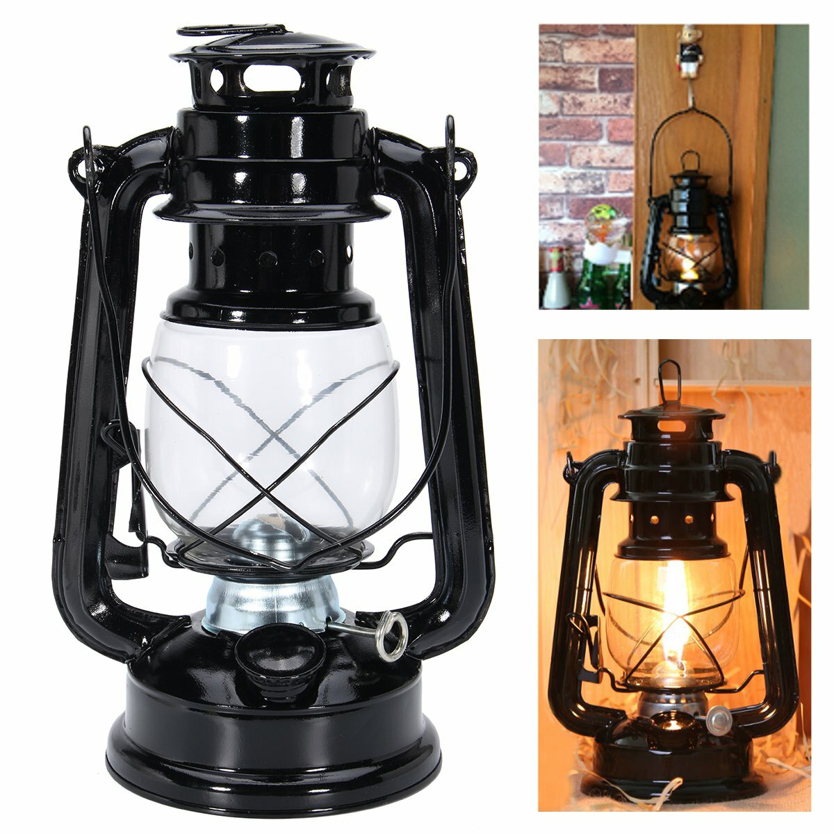 IPRee? Retro Oil Lantern Outdoor Garden Camp Kerosene Paraffin Portable Hanging Lamp