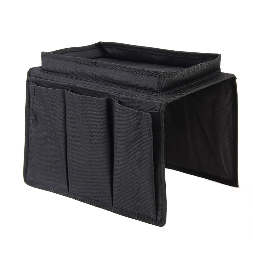 Foldabla Sofa Armrest Storage Hanging Bag with Multi-Layer Storage for Home Supplies - Black