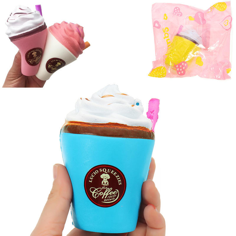 Suction Cup Coffee Squishy 8*10cm Slow Rising Soft Collection Gift Decor Toy With Packaging