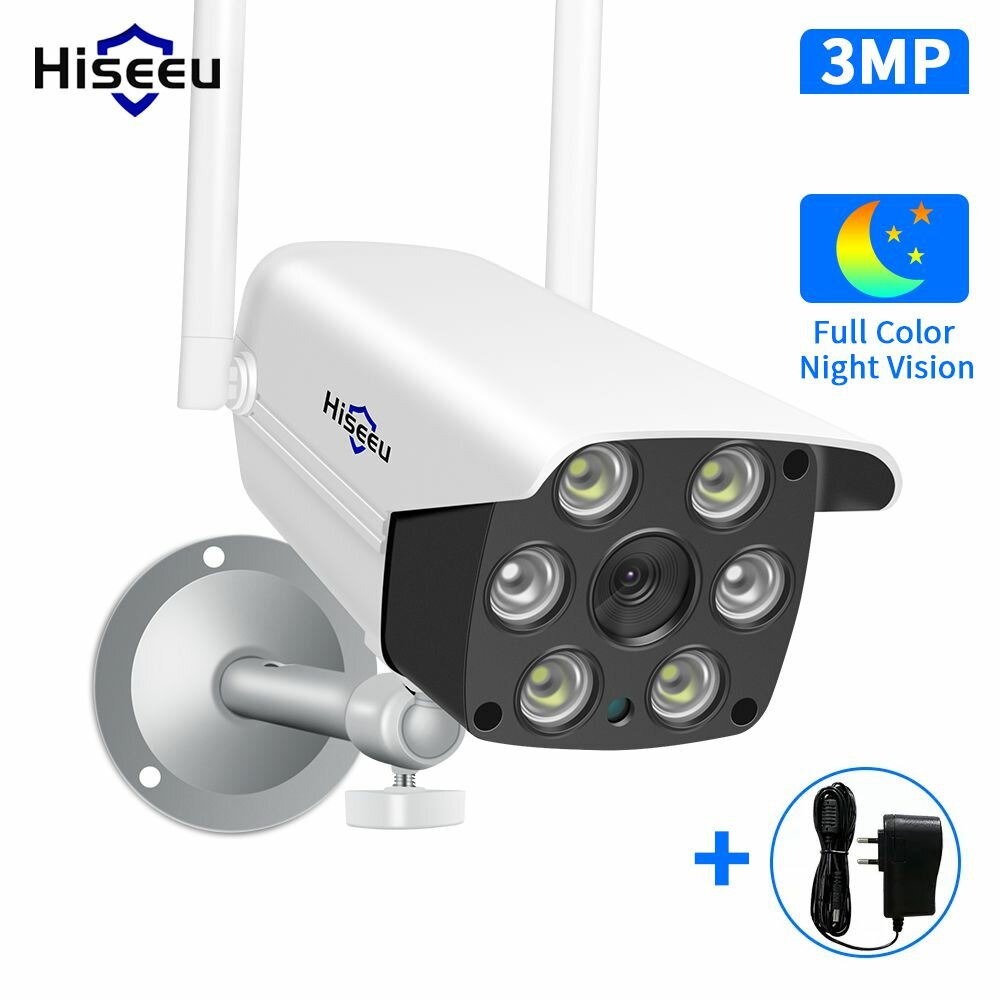 Hiseeu 3MP Wifi Video Surveillance CCTV Cameras Outdoor Security IP66 Wifi IP Cameras for Parking Lot Staircase Entrance