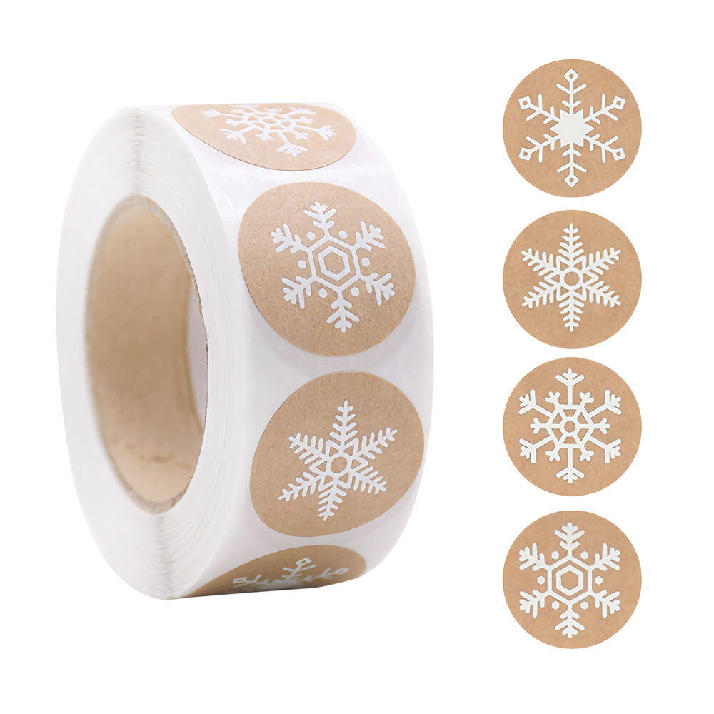 500pcs Snowflake Paper Stickers Label Christmas Gift Decoration Gift Box Seal Envelope Label Package Seal Paper Stickers