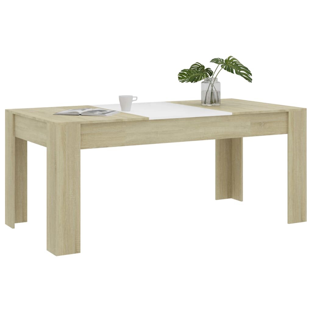 

Dining Table White and Sonoma Oak 70.9"x35.4"x29.9" Chipboard