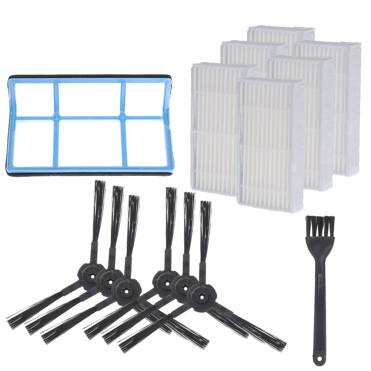 

14pcs Replacements for ILIFE V3 V3S V5 V5S Pro Vacuum Cleaner Parts Accessories Side Brushes*6 HEPA Filters*6 Primary Fi