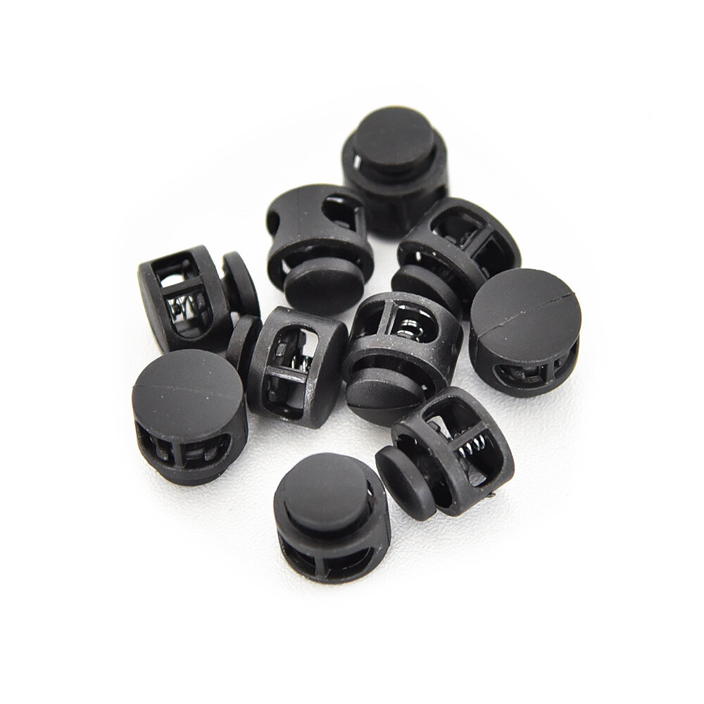 10 Pcs Cord Locks Double Hole Spring Round Ball Stop Sliding Locks Buttons Ends Replacement Luggage 