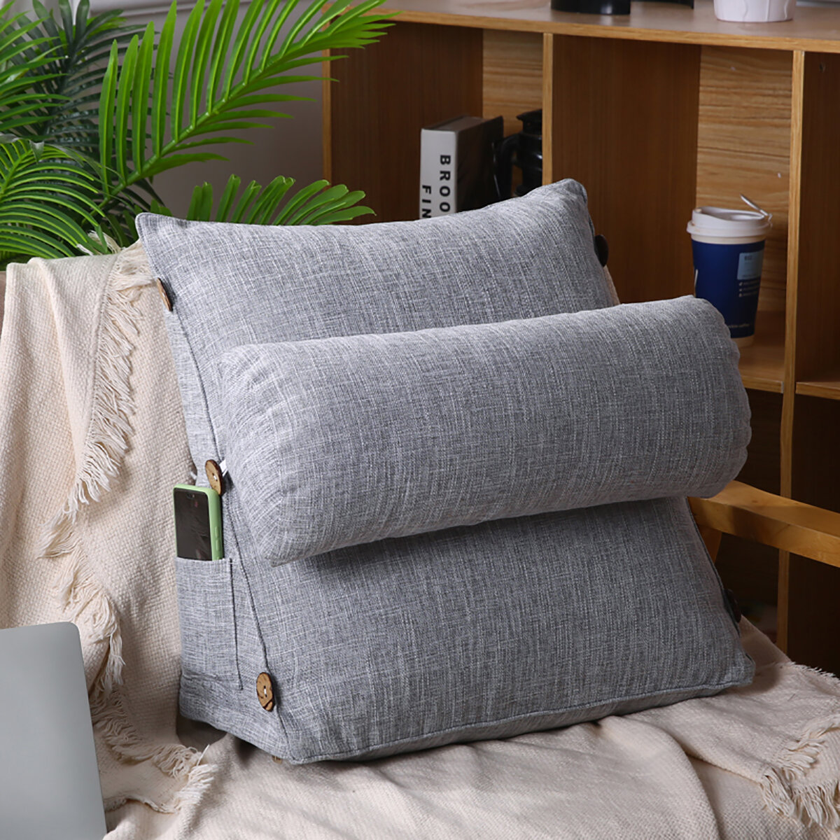 

Adjustable Back Wedge Cushion Pillow Triangle Backrest Cushion Lumbar Cushion Rest Plush Cushion Reading Pillow for Sofa