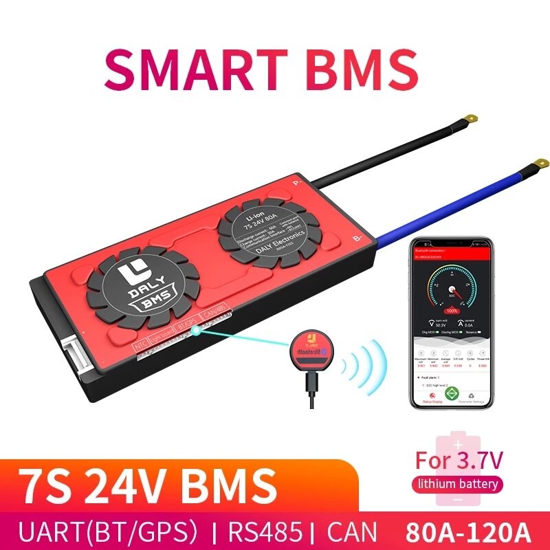 DALY BMS 7S 24V 80A 100A 120A 18650 Batteria Bluetooth Da 485 a dispositivo USB NTC UART Software Togther Lion LiFepo4 B