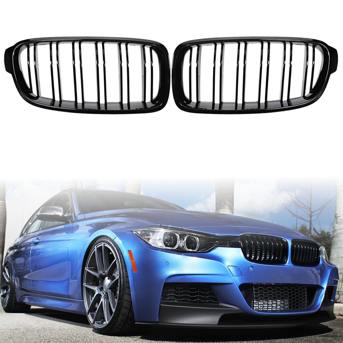 2?STUKS?Gloss?Black?Front?Auto Roosters Automobile Auto Voor BMW F30/F31/F35 2012-2018