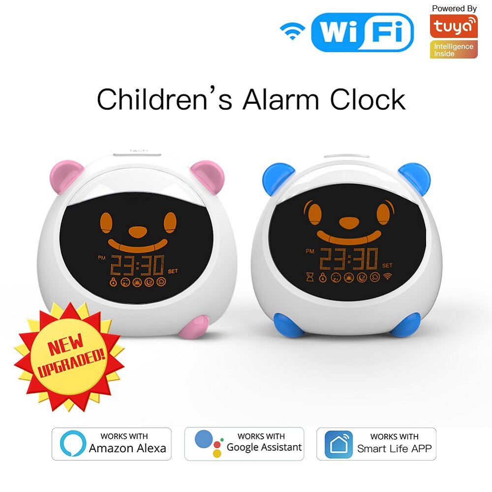 Moeshouse WiFi Smart Kids Alarm Slaaptrainer Klok Licht Geluid Expressie Smart Life Tuya App Spraakb
