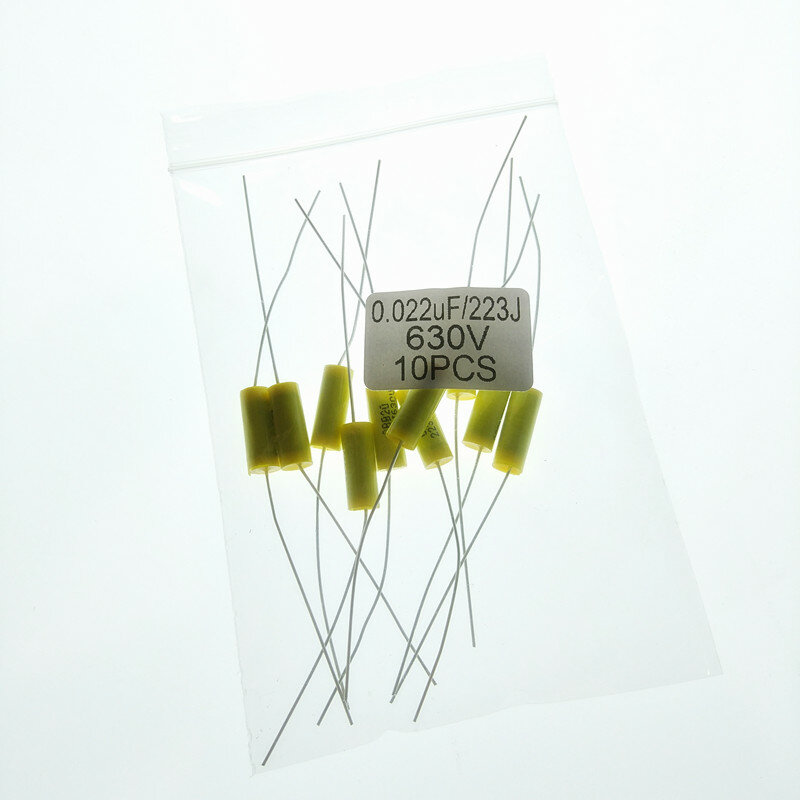 

10PCS 0.022UF 630V FR Tube Amplifier Yellow Long Lead Axial Polyester Film Capacitor