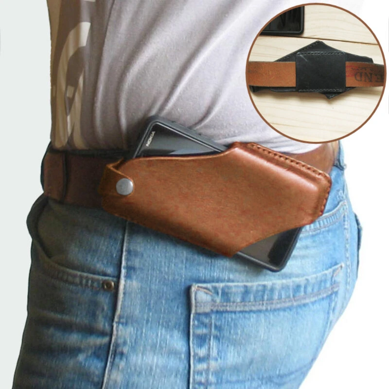 Men genuine leather 4.7inch~6.5 inch phone bag waist bag easy carry edc bag for outdoor