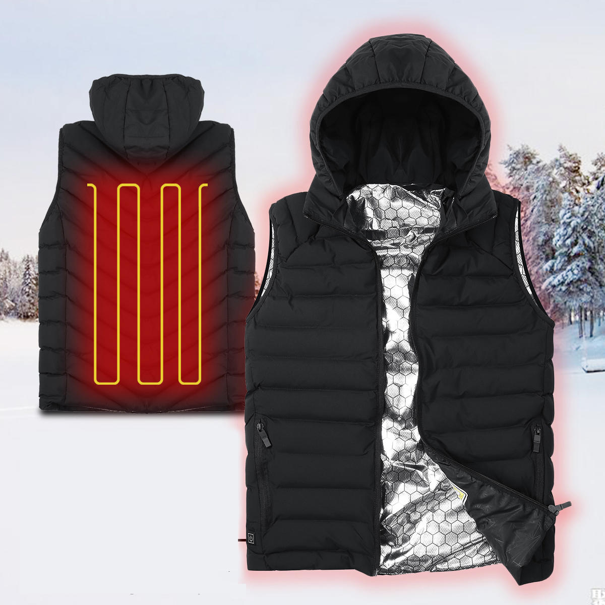 Tepelná vesta bez rukávů pro outdoorové sporty, unisex, 3 módy, teplá vesta s plným zipem, větrová bunda, topy tankové.