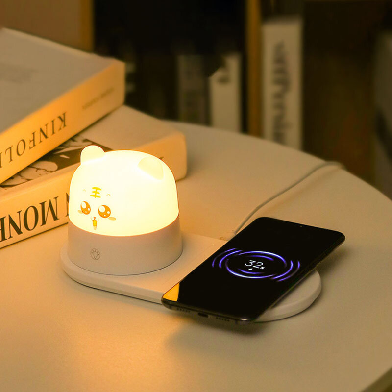 Cartoon Tiger Mobile Phone Wireless Charging Desk Lamp Separate Magnetic Night Light Fast Charging Eye Protection Deskto