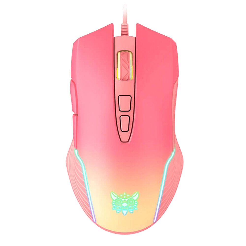 

ONIKUMA CW905 Peach Gradient Wired Gaming Mouse 7 Buttons Programming Mouse Adjustable 800-6400DPI RGB Backlit Mice for