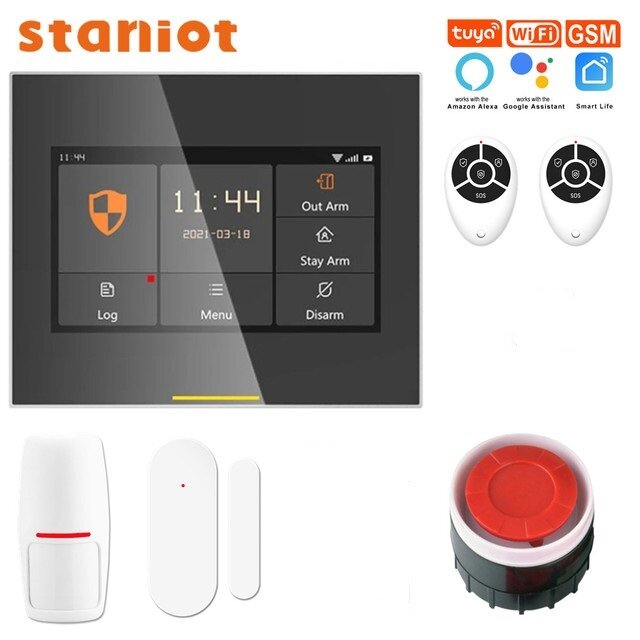 Staniot H501-2G Tuya Draadloze Wifi Smart Home Security Alarmsysteem Kits Compatibel met Alexa Onder