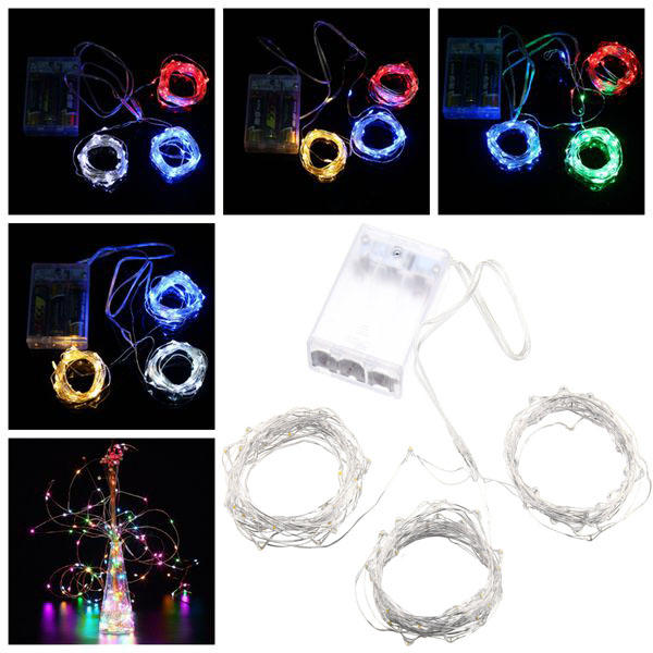 Image of Batterie PowerEd 10M Wasserdichte vier Modi Optionale Silber Wire Fairy String Lights Fr Weihnachten Party