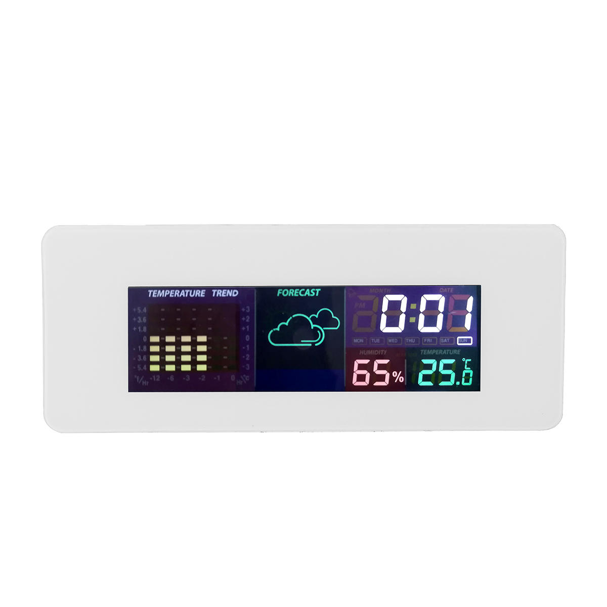 Multi-function Color Screen Temperature Humidity Meter Hygrometer Monitor Clock with Calendar Alarm Clock 12/24 Hour Sys