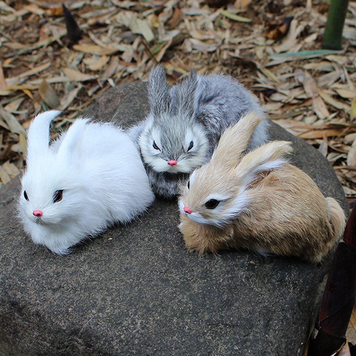 15cm Mini Realistic Cute White Plush Rabbits Fur Lifelike Animal Furry Easter Bunny Stuffed Plush To