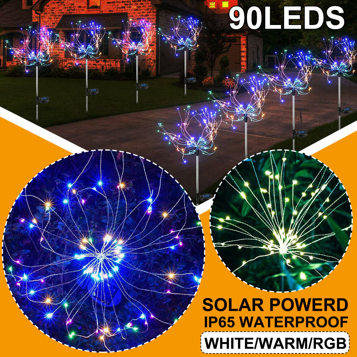 90LED Firework Solar Light 8 Modes Waterproof Outdoor Starburst Path Lawn Garden Decorative Lamp