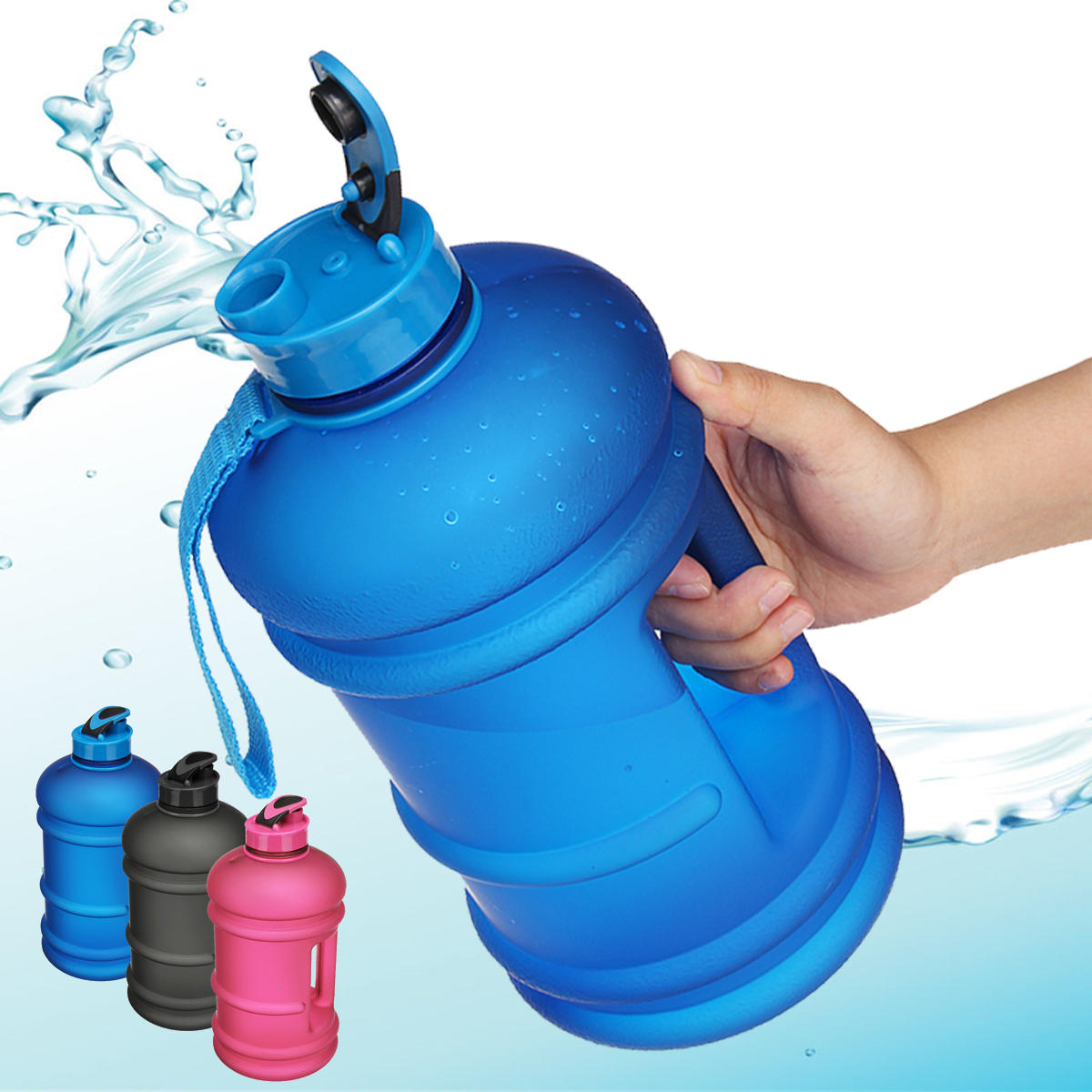 زجاجة ماء رياضية محمولة بسعة 2.2 لتر للرياضة في الهواء الطلق واللياقة البدنية والأدوات الرياضية والمشروبات والماء في الرحلات والتخييم.
