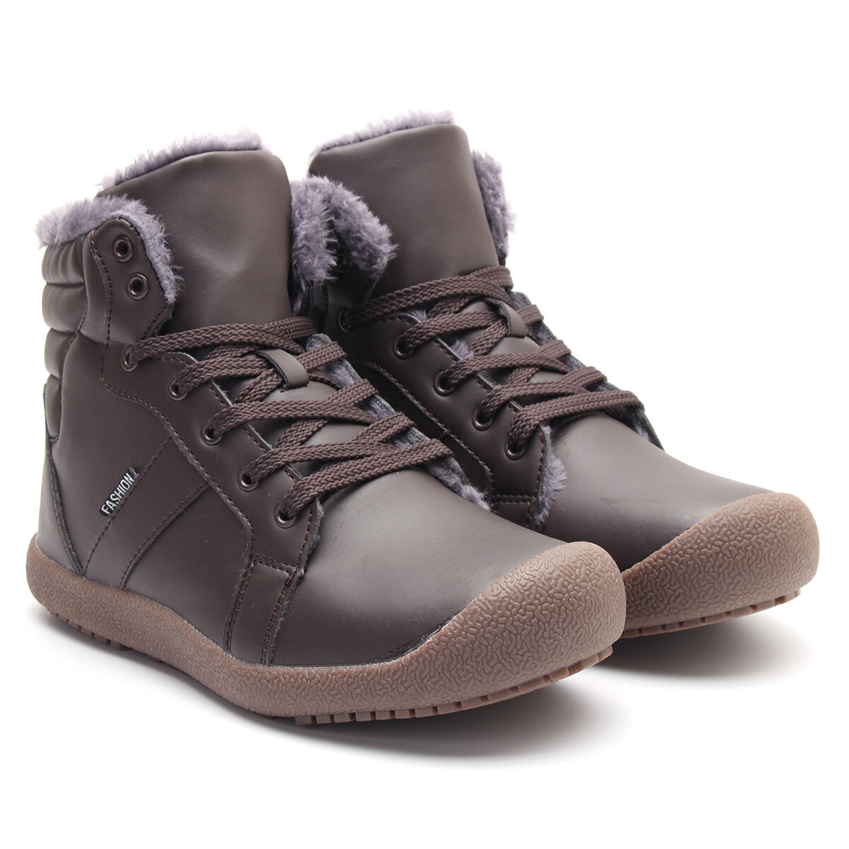 Men's Winter Warm Snow Boot Waterproof PU High Top Lace Up Comfy Sneaker Shoes