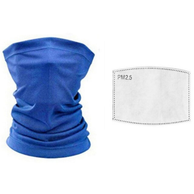Adult blue face neck gaiter tube bandana scarf cover  carbon filters for motorcycle racing outdoor sports