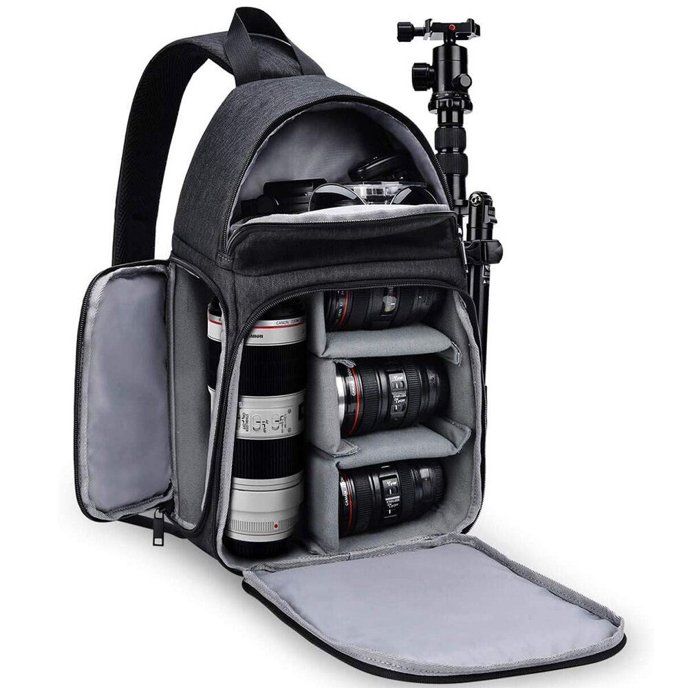 Multifunctional Waterproof DSLR/SLR Camera Bag Camping Travel Shoulder Bag Detachable Crossbody Bag