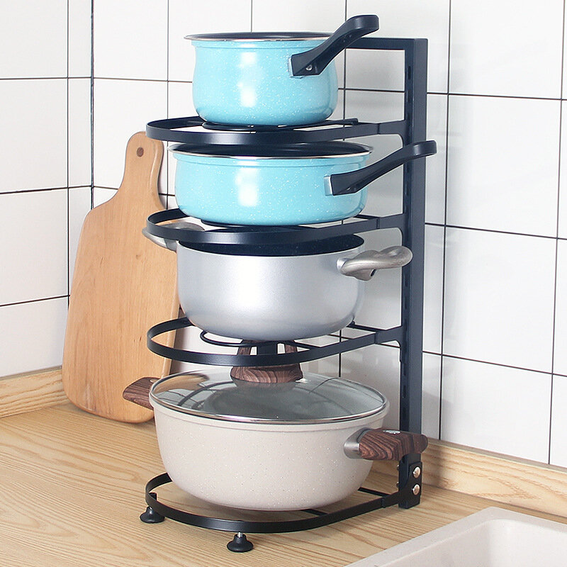 

Kichen Storage Adjustable Pots and Pans Organizer Holder Rack For Under Cabinet Under Sink