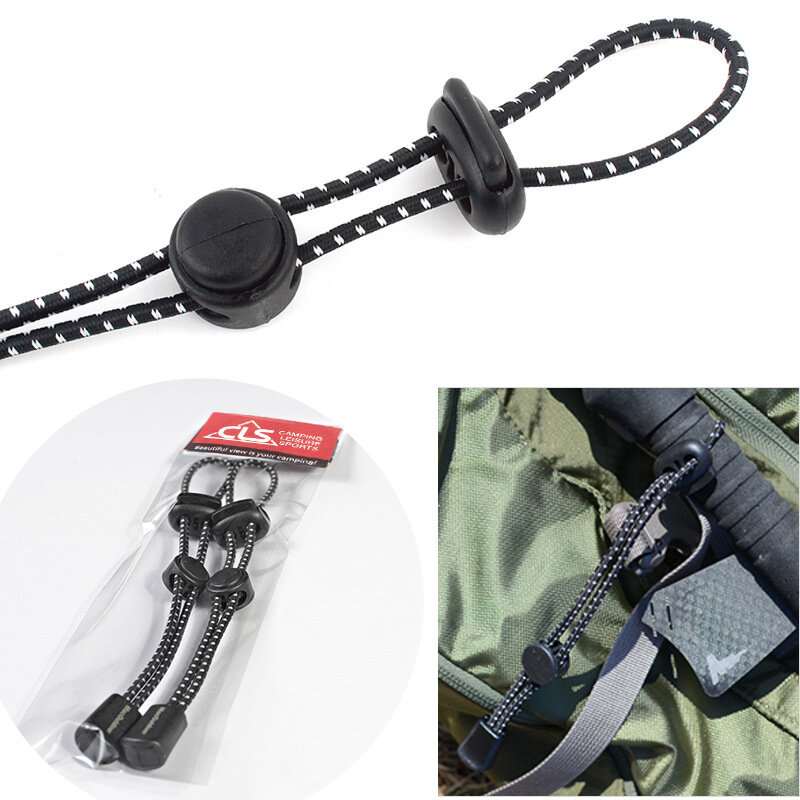 2pcs Outdoor Backpack Mountaineering Climbing Stick Rope Clip Buckle Fixed Buckle Elastic Rope Bundle Buckle Sling Elastic Tail Rope