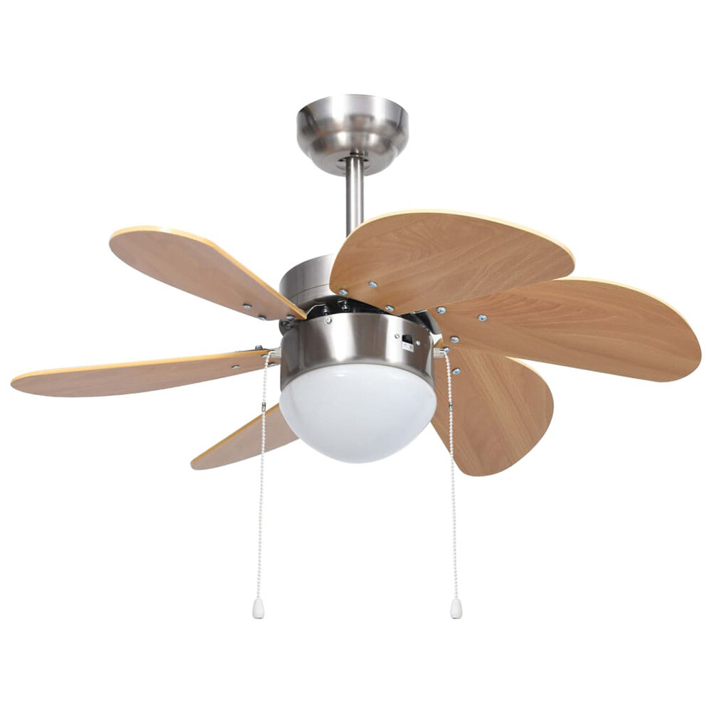 vidaXL 76cm Led Ceiling Fan Lamp Roof Lighting Fan 3 Gear Wind Speed Living Dining Room Courtyard Electric Fan
