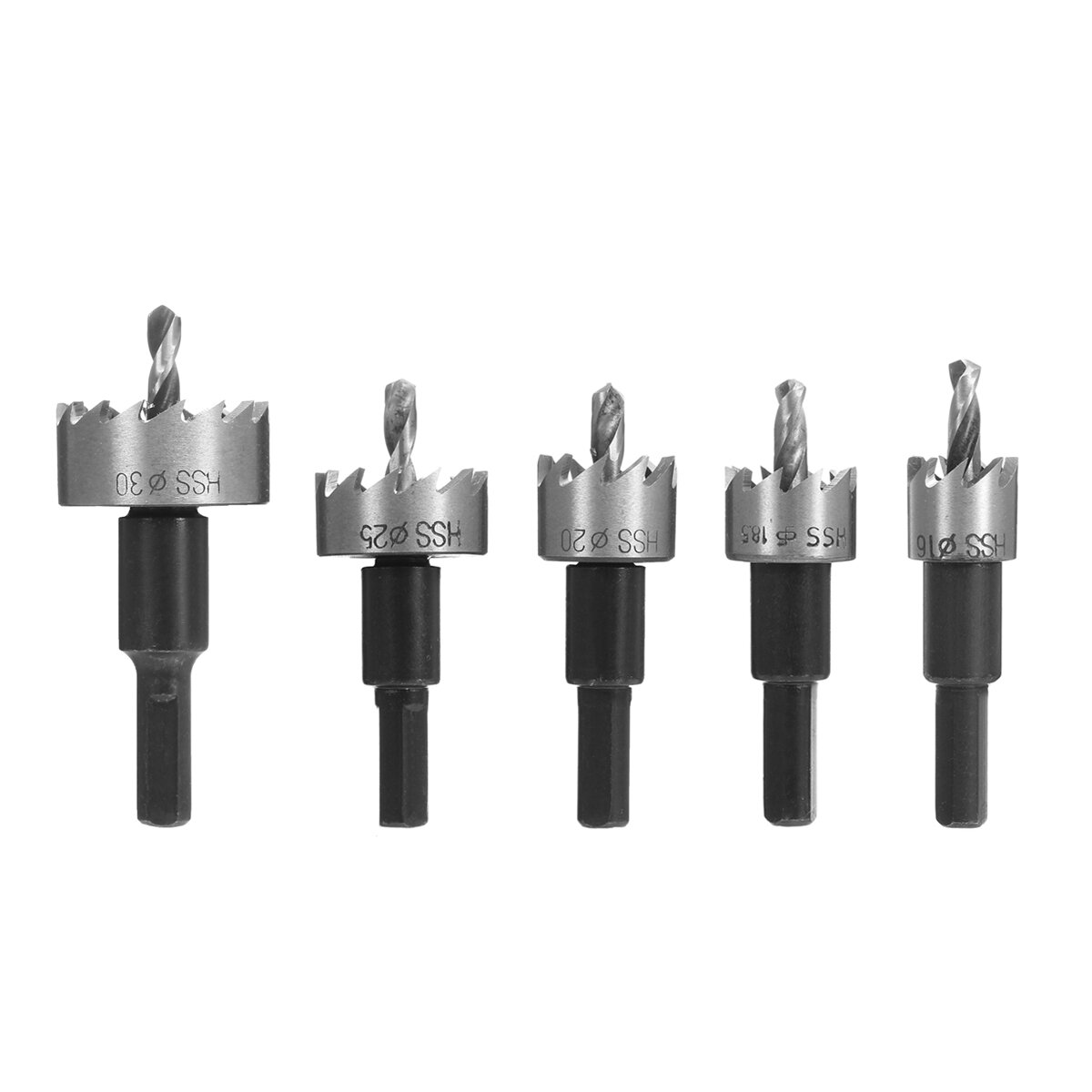 5Pcs Saw Tooth HSS Drill Bit Hole Saw Set Stainless Steel Metal Alloy 16-30mm